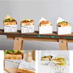 50pcs Kraft Paper Sandwich and Burger Boxes, Disposable Toast, Bread, Cake, Snack, Sushi, Fried Chicken, Steak Food Packaging Trays for Bakery, Takeout, Wedding, Party, Catering Supplies