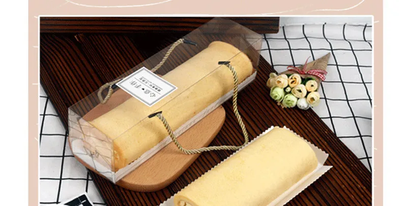 10PCS Transparent Cake Boxes with Handle, Clear Plastic Cupcake Packaging, Portable PET Roll Gift Boxes for Swiss Roll, Desserts, Pastries, Ideal for Packaging, Baking, and Gifting 1