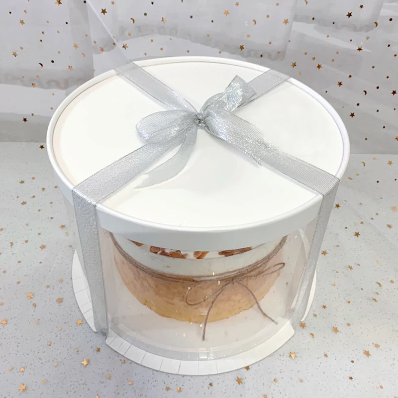 4/6 Inch PVC Clear Cake Boxes, Round Transparent Packaging Box for Birthday, Wedding, Anniversary, Party, Valentine’s Day Cake, Gift, or DIY Decoration Supplies 4