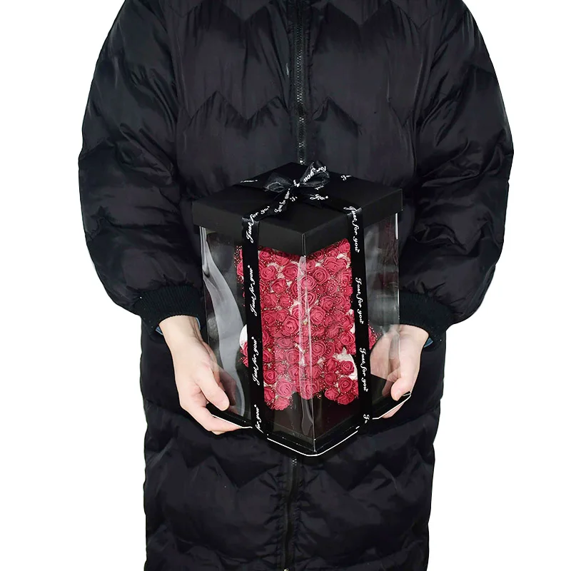 20/28cm Transparent PVC Gift Box for Rose Bear & Cake, Clear Plastic Display Case with Lid for Wedding, Birthday & Party Decorations, DIY Supplies, Reusable Present Box (No Ribbon) 8