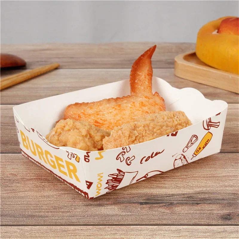 100pcs Fried Chicken Packaging Boxes with Wax Paper, Disposable Hamburger and Food Wraps, Bread Bags, Snack Packaging Boxes for Kitchen, Takeout, and Catering - 图片 4