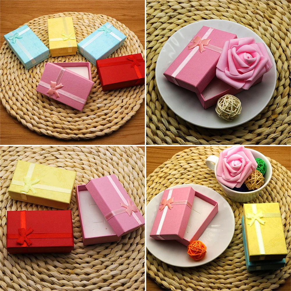 Assorted Colors Ring Necklace Set Box | Jewelry Packaging Case for Rings, Necklaces, Earrings | Paperboard Gift Box Accessories Storage Display Collection 4