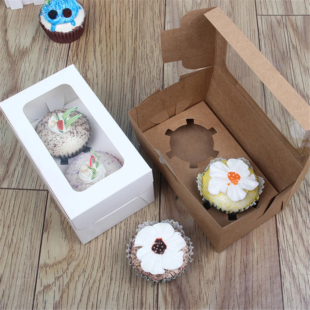 2/4/6/12 Hole White Windowed Cupcake Boxes with Secure Removable Tray, Convenient Cardboard Dessert Gift Packaging for Birthdays, Weddings, Baby Showers, Parties, and Home Use 2