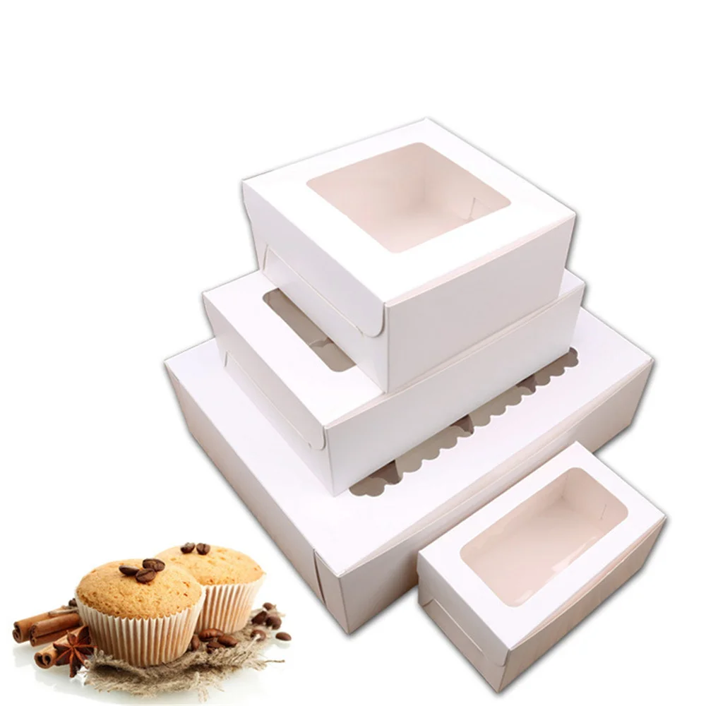 2/4/6/12 Hole White Windowed Cupcake Boxes with Secure Removable Tray, Convenient Cardboard Dessert Gift Packaging for Birthdays, Weddings, Baby Showers, Parties, and Home Use 1