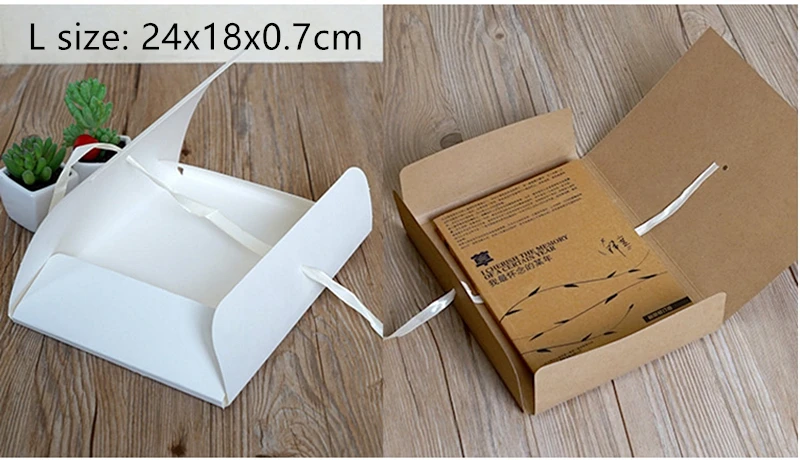Large Flat Kraft Envelope Packaging Case, Premium Kraft Paper Gift Box for Scarves and Handkerchiefs, Wedding Party Gift Box, Multiple Sizes S/M/L with Ribbon Decoration, Elegant and Eco-Friendly Gift Packaging 5
