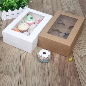 2/4/6/12 Hole White Windowed Cupcake Boxes with Secure Removable Tray, Convenient Cardboard Dessert Gift Packaging for Birthdays, Weddings, Baby Showers, Parties, and Home Use