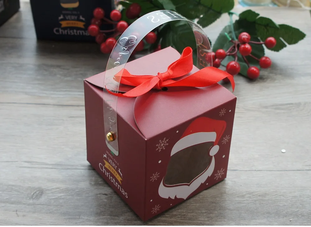 12PCS Christmas Paper Gift Boxes with Window and Handle, Festive Candy, Soap, Candle, Cookie or Small Gift Packaging, Holiday Party Favors, Decorative Seasonal Boxes, Factory Direct Supply 4