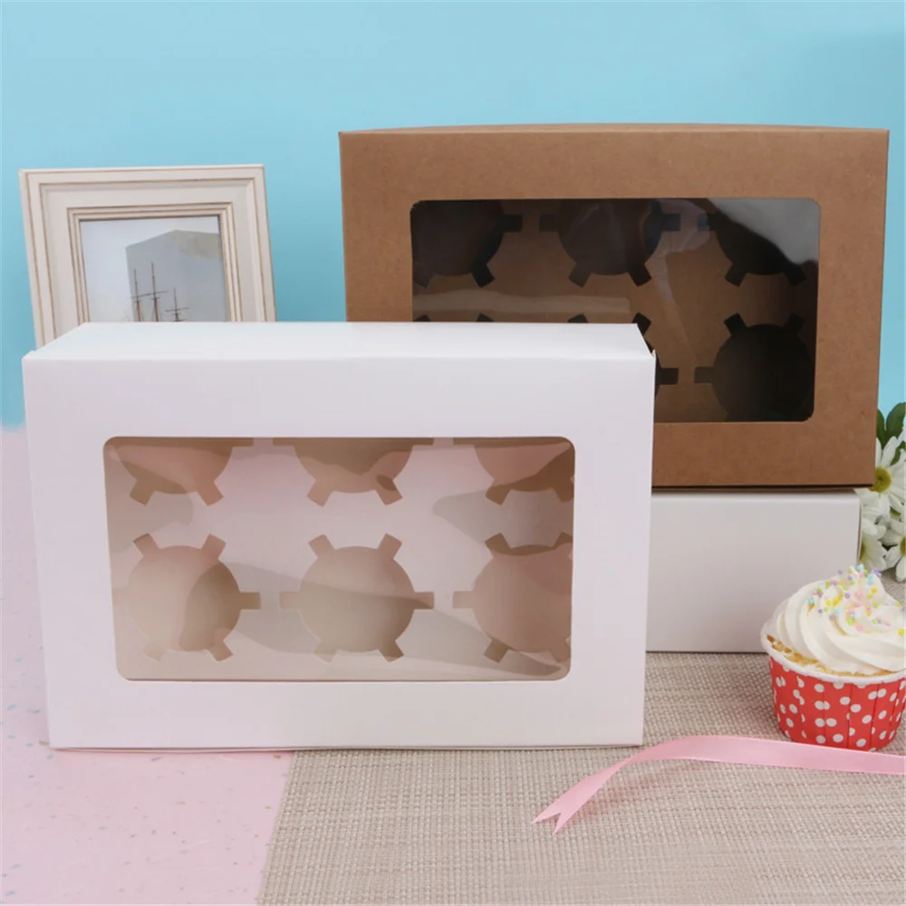 2/4/6/12 Hole White Windowed Cupcake Boxes with Secure Removable Tray, Convenient Cardboard Dessert Gift Packaging for Birthdays, Weddings, Baby Showers, Parties, and Home Use - 图片 5