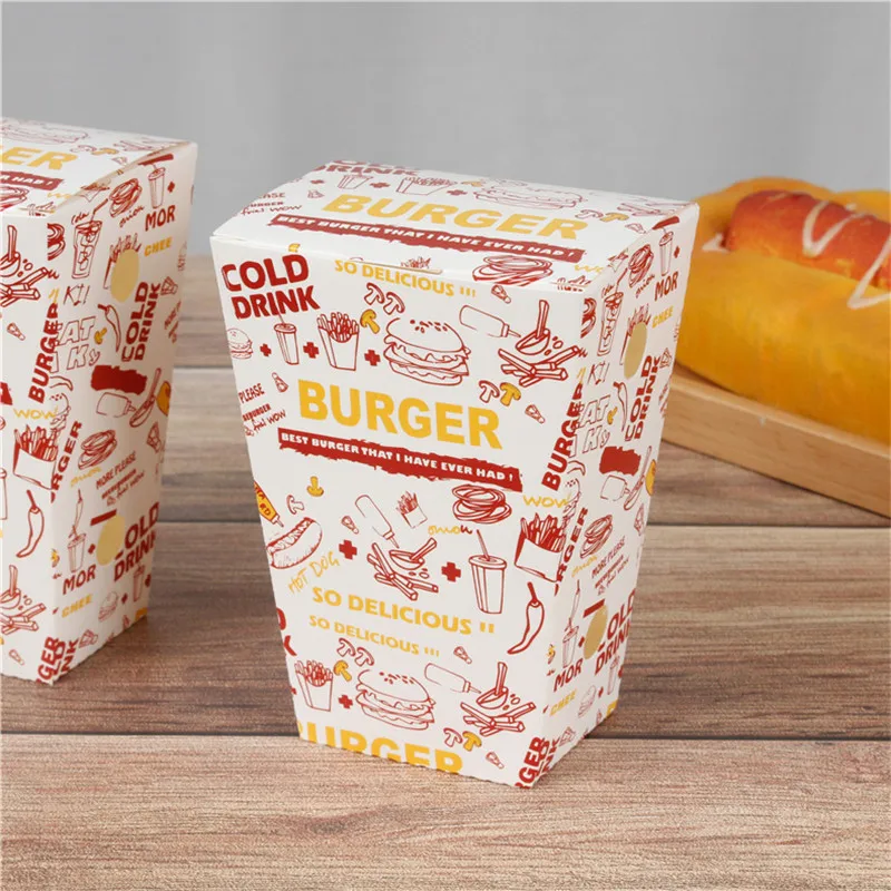 100pcs Fried Chicken Packaging Boxes with Wax Paper, Disposable Hamburger and Food Wraps, Bread Bags, Snack Packaging Boxes for Kitchen, Takeout, and Catering - 图片 5