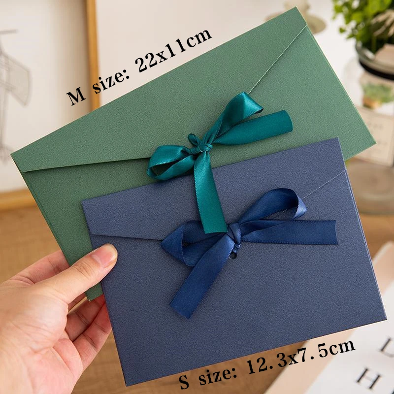 Large Flat Kraft Envelope Packaging Case, Premium Kraft Paper Gift Box for Scarves and Handkerchiefs, Wedding Party Gift Box, Multiple Sizes S/M/L with Ribbon Decoration, Elegant and Eco-Friendly Gift Packaging 12