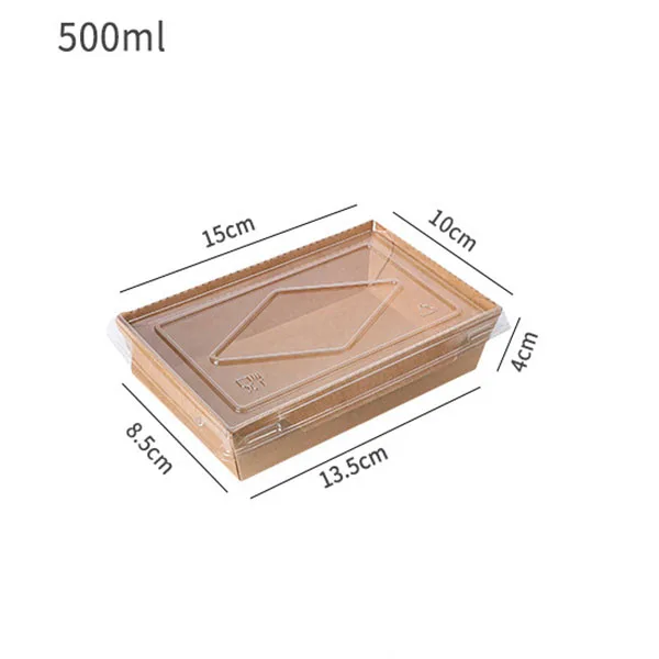 30pcs Kraft Paper Lunch Boxes with Lid 500ml 700ml 900ml 1200ml Eco-Friendly Disposable Food Takeaway Packaging Boxes for Sushi Salad Cake Sandwich Party Meal Prep Restaurant Use 8