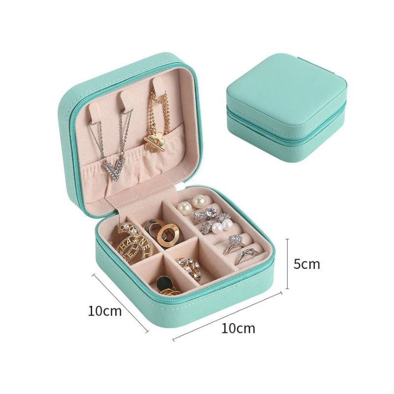 Travel Jewelry Organizer 💍 Trendy Portable Jewelry Box – Leather Travel Jewelry Organizer with Zipper & Button – Compact Display Storage Case for Earrings, Rings, Necklaces, Bracelets – Ideal Gift Joyero Estuche de Joyas