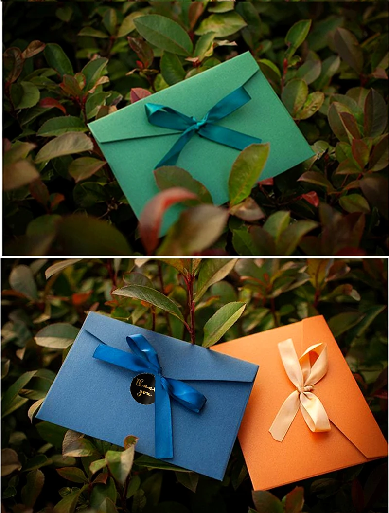 Large Flat Kraft Envelope Packaging Case, Premium Kraft Paper Gift Box for Scarves and Handkerchiefs, Wedding Party Gift Box, Multiple Sizes S/M/L with Ribbon Decoration, Elegant and Eco-Friendly Gift Packaging 17