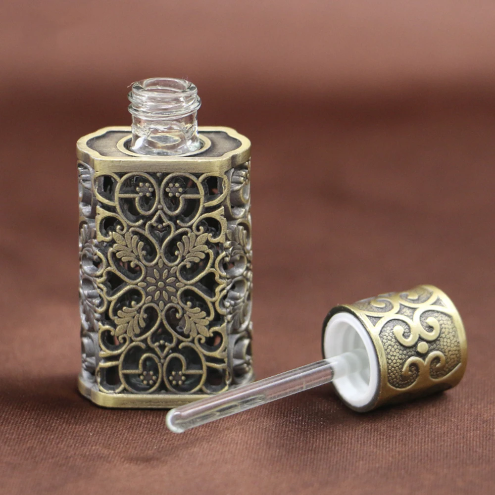 3ml Antique Metal Perfume Bottle with Rhinestones – Refillable Royal Glass Essential Oil Container, Decorative Alloy Mini Bottle for Wedding Gift, Home Ornament & Vintage Perfume Collection by UGI Packaging 2