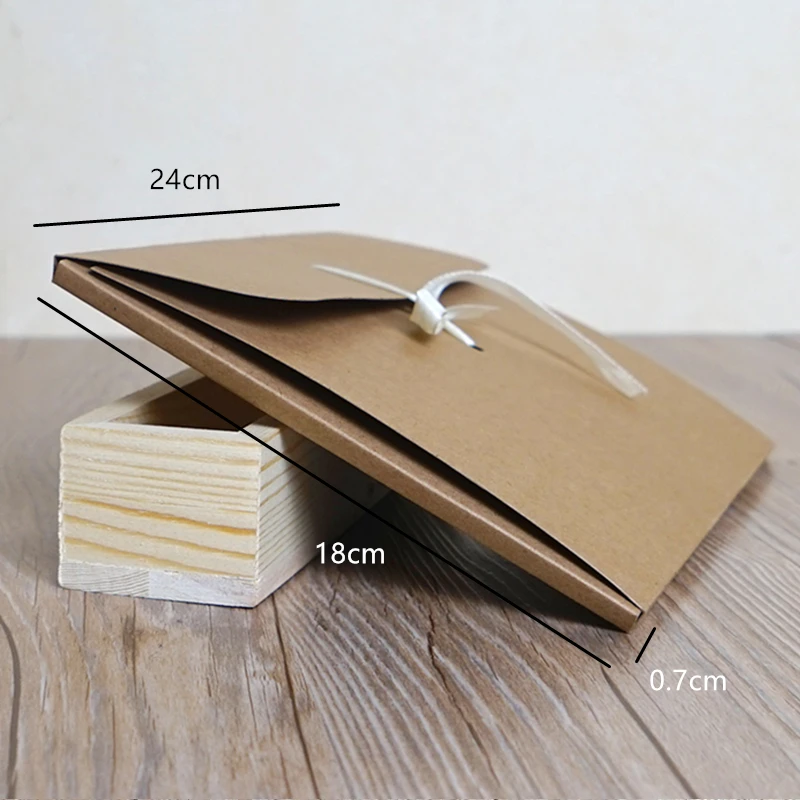 Large Flat Kraft Envelope Packaging Case, Premium Kraft Paper Gift Box for Scarves and Handkerchiefs, Wedding Party Gift Box, Multiple Sizes S/M/L with Ribbon Decoration, Elegant and Eco-Friendly Gift Packaging - 图片 4