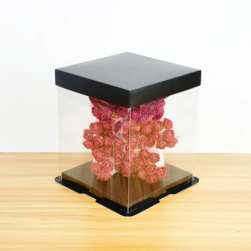 20/28cm Transparent PVC Gift Box for Rose Bear & Cake, Clear Plastic Display Case with Lid for Wedding, Birthday & Party Decorations, DIY Supplies, Reusable Present Box (No Ribbon) 9