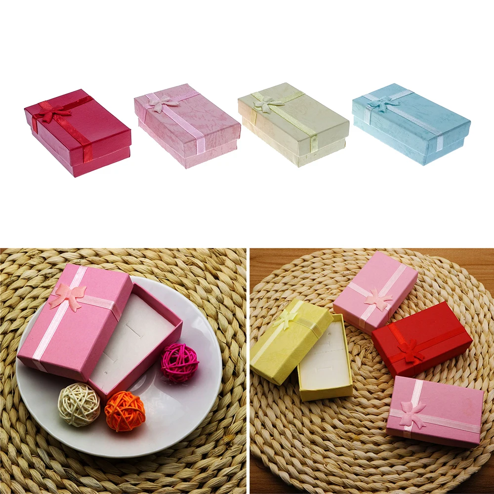 Assorted Colors Ring Necklace Set Box | Jewelry Packaging Case for Rings, Necklaces, Earrings | Paperboard Gift Box Accessories Storage Display Collection 1