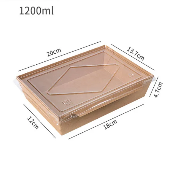 30pcs Kraft Paper Lunch Boxes with Lid 500ml 700ml 900ml 1200ml Eco-Friendly Disposable Food Takeaway Packaging Boxes for Sushi Salad Cake Sandwich Party Meal Prep Restaurant Use - 图片 7
