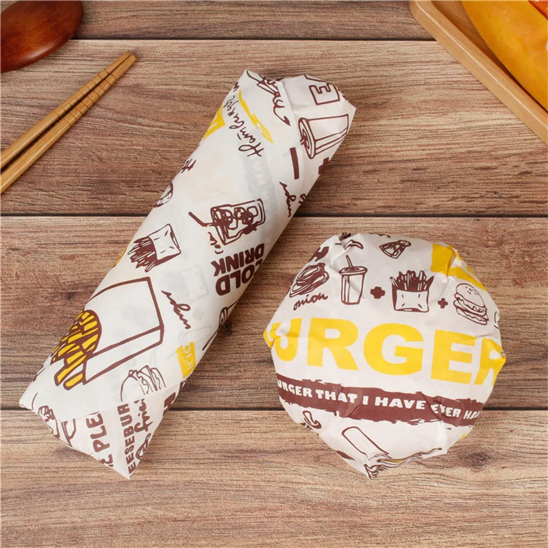 100pcs Fried Chicken Packaging Boxes with Wax Paper, Disposable Hamburger and Food Wraps, Bread Bags, Snack Packaging Boxes for Kitchen, Takeout, and Catering - 图片 3