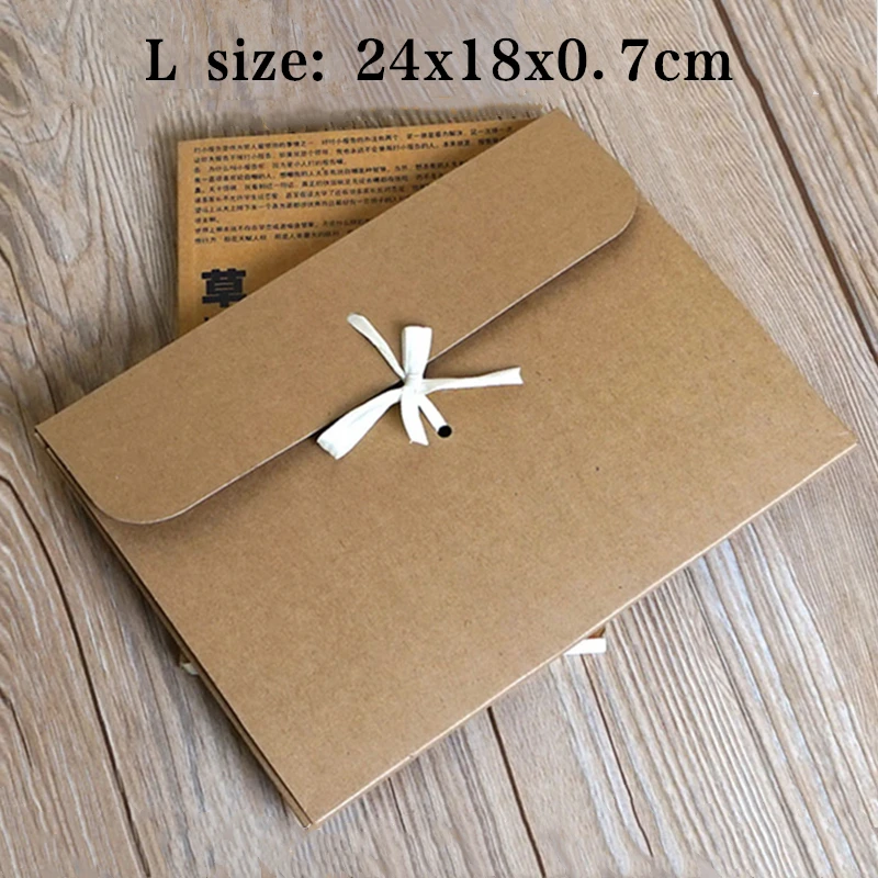 Large Flat Kraft Envelope Packaging Case, Premium Kraft Paper Gift Box for Scarves and Handkerchiefs, Wedding Party Gift Box, Multiple Sizes S/M/L with Ribbon Decoration, Elegant and Eco-Friendly Gift Packaging 4