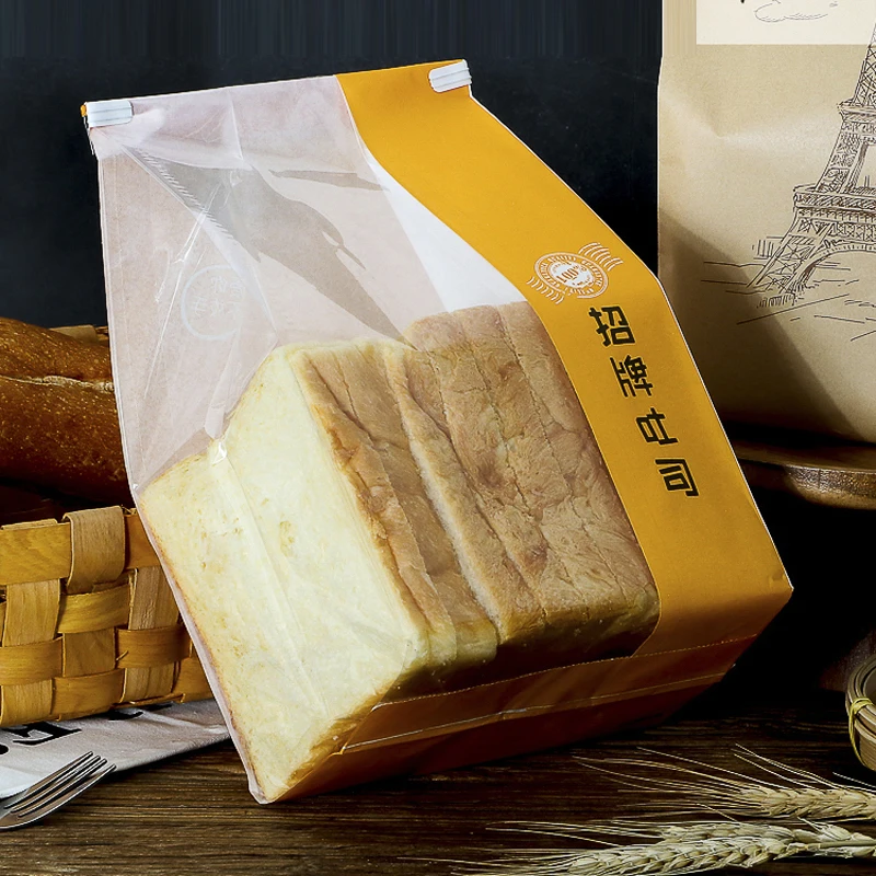 30 Pack Kraft Paper Bread Bags with Transparent Window – Food-Grade Bakery Pouches for Toast, Cookies, Pastries, and Sandwich Packaging, 33x16x11cm Brown Paper Bags for Bakehouse & Party Supplies - 图片 2