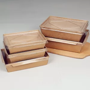 30pcs Kraft Paper Lunch Boxes with Lid 500ml 700ml 900ml 1200ml Eco-Friendly Disposable Food Takeaway Packaging Boxes for Sushi Salad Cake Sandwich Party Meal Prep Restaurant Use