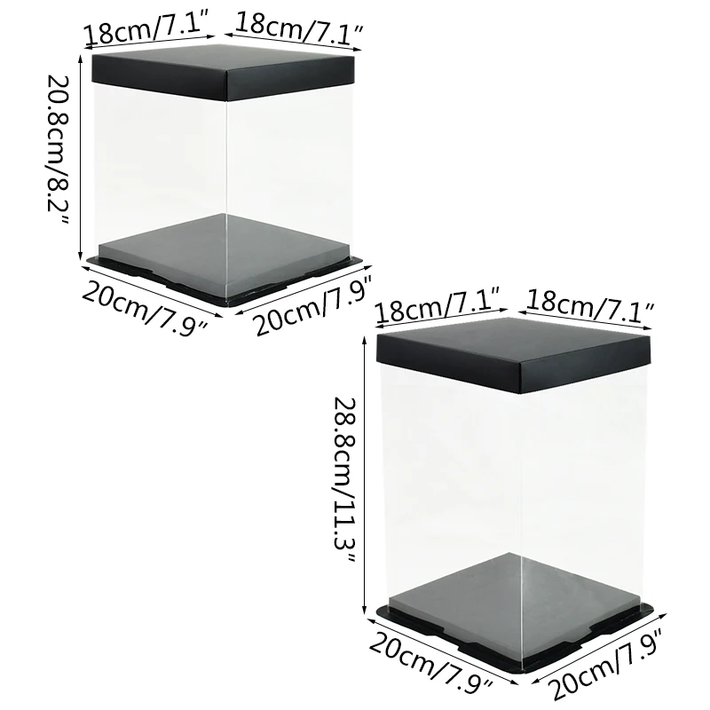 20/28cm Transparent PVC Gift Box for Rose Bear & Cake, Clear Plastic Display Case with Lid for Wedding, Birthday & Party Decorations, DIY Supplies, Reusable Present Box (No Ribbon) - 图片 6