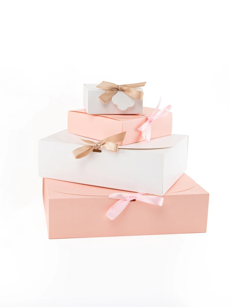 Gift Boxes with Ribbon – White, Pink, Sky Blue, Black, Red, Green, Marble Colors – 5pcs Set, Multiple Sizes for Birthday, Wedding, Baby Shower, Graduation, Mother’s & Father’s Day – Stylish, Durable, Customizable Packaging 5
