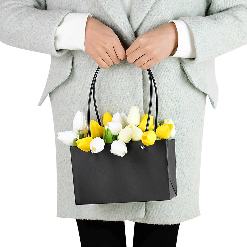 Premium Kraft Paper Flower Boxes for Wedding Rose Bouquet Arrangements, Handheld Gift Packaging, DIY Floral Basket Decor, Elegant Party Present Packaging, Eco-Friendly Kraft Gift Bag Set, Ideal for Bouquets and Events