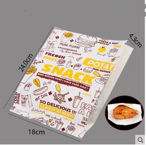 100pcs Fried Chicken Packaging Boxes with Wax Paper, Disposable Hamburger and Food Wraps, Bread Bags, Snack Packaging Boxes for Kitchen, Takeout, and Catering - 图片 7