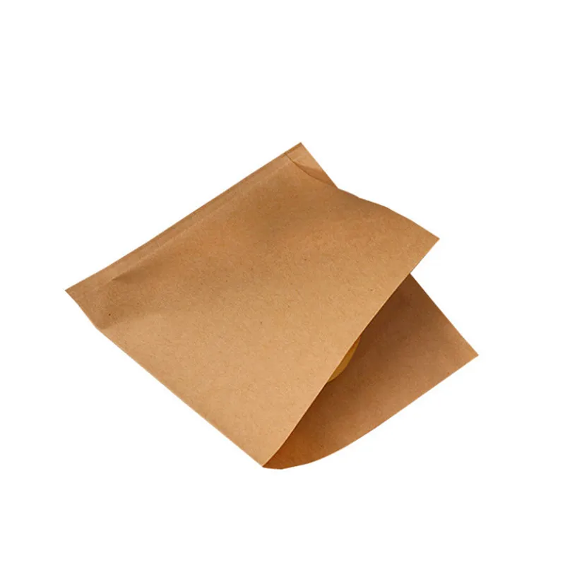 100Pcs Brown Kraft Paper Oil-Proof Food Bags for Takeaway, Sandwiches, Donuts, Fried Chicken, Burgers – Disposable Eco-Friendly Packaging Supplies for Bakery, Cafe, Restaurant & Home Use
