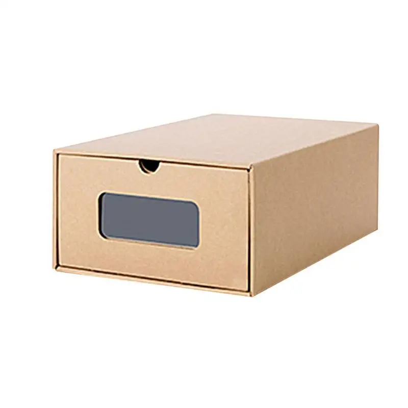 Folding Shoes Storage Box 1Pc Stackable Sneaker Organizer, Eco-Friendly Foldable Kraft Paper Shoebox Container, Durable Shoe Drawer for Children, Women, Men, High Heels, Martin Boots - 图片 2