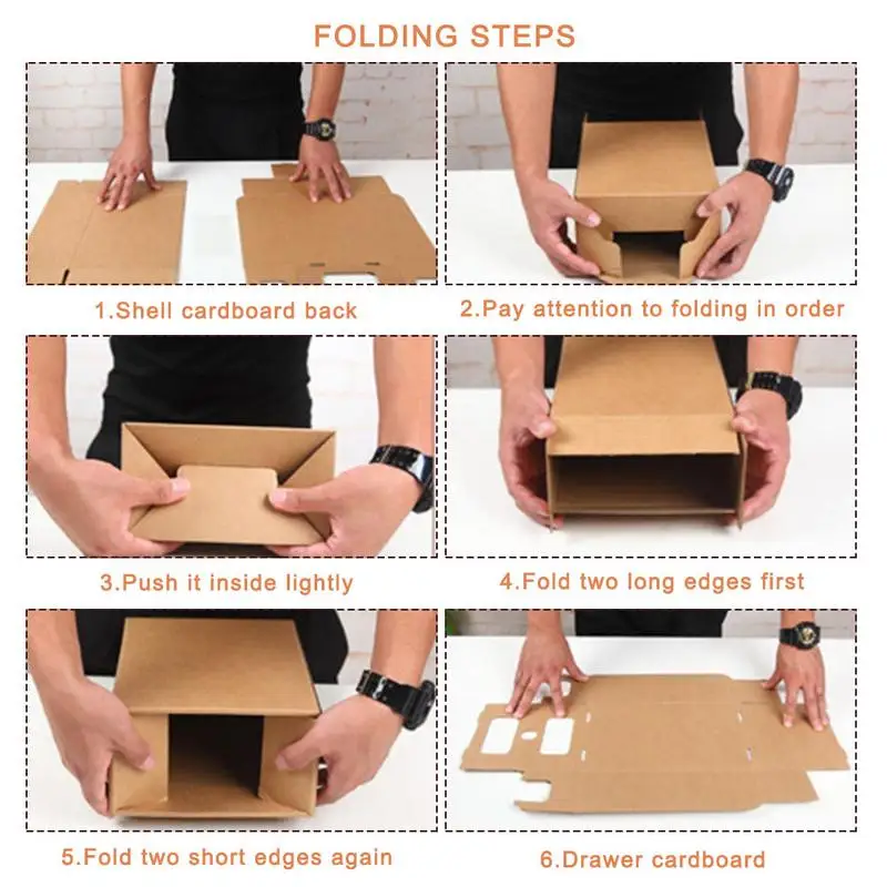 Folding Shoes Storage Box 1Pc Stackable Sneaker Organizer, Eco-Friendly Foldable Kraft Paper Shoebox Container, Durable Shoe Drawer for Children, Women, Men, High Heels, Martin Boots - 图片 5