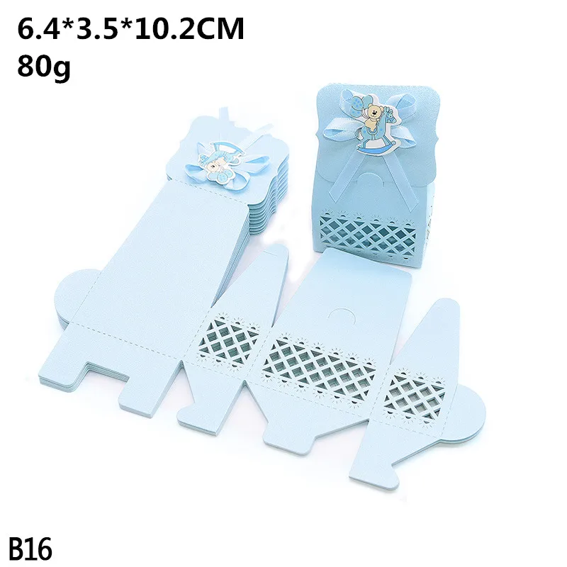 12pcs Baby Shower Favor Candy Boxes with Ribbons, Cute Boy Girl Gift Packaging for Kids Birthday Party, Decorative Treat Cartons for Cookies Chocolate Snacks, Wedding and Event Supplies - 图片 14
