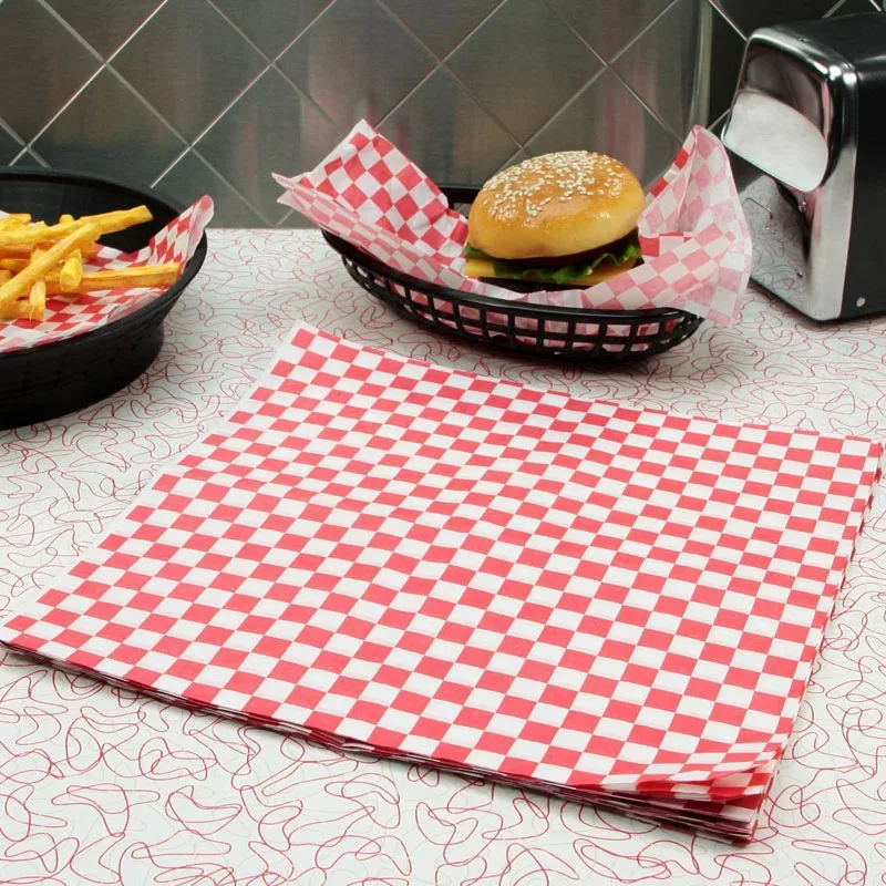 250–500PCS Checkered Food Wax Paper Sheets 12x12 Inch Grease Resistant Deli Wrap and Basket Liner Fast Food Wrapping Paper for French Fries, Burgers, Hot Dogs, Sandwiches, BBQ and Parties 5