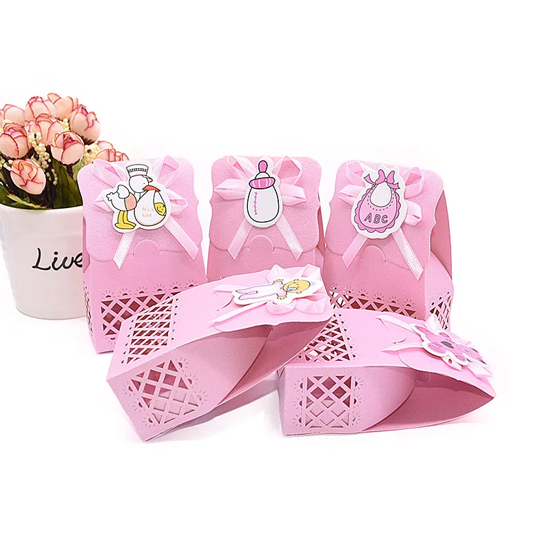12pcs Baby Shower Favor Candy Boxes with Ribbons, Cute Boy Girl Gift Packaging for Kids Birthday Party, Decorative Treat Cartons for Cookies Chocolate Snacks, Wedding and Event Supplies 20