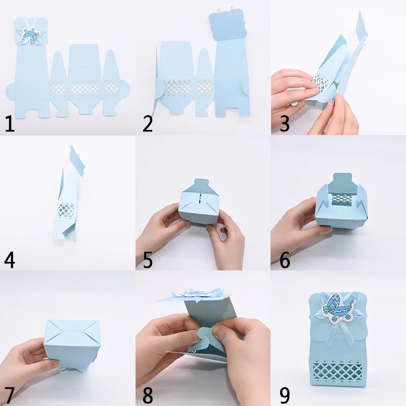 12pcs Baby Shower Favor Candy Boxes with Ribbons, Cute Boy Girl Gift Packaging for Kids Birthday Party, Decorative Treat Cartons for Cookies Chocolate Snacks, Wedding and Event Supplies - 图片 2