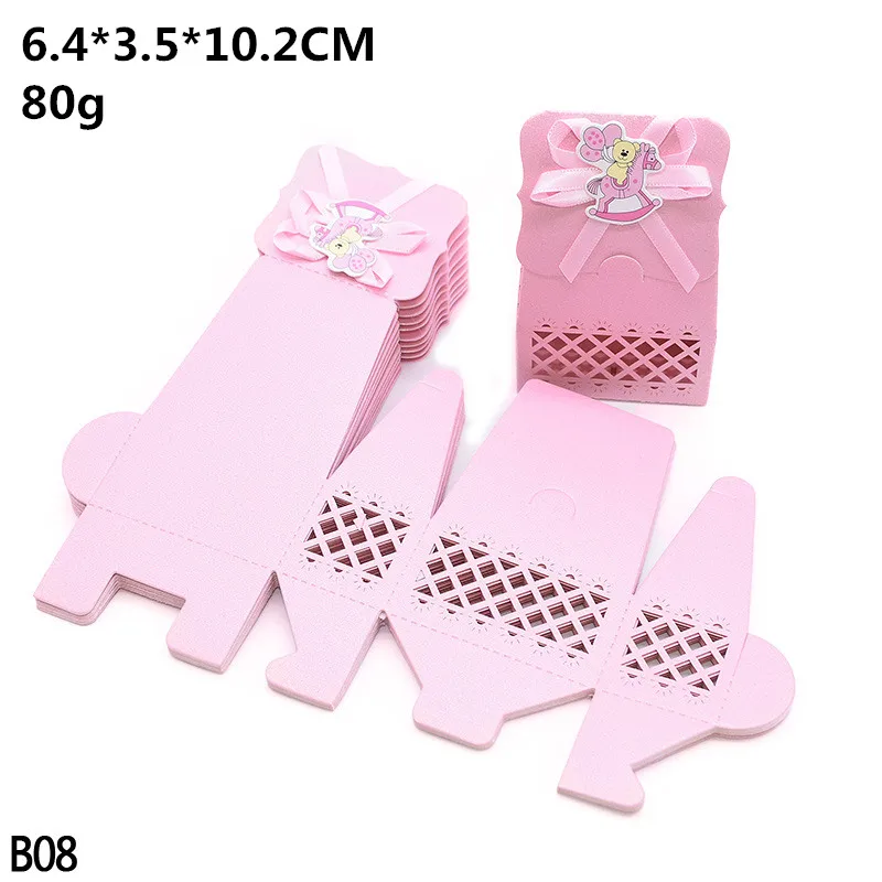 12pcs Baby Shower Favor Candy Boxes with Ribbons, Cute Boy Girl Gift Packaging for Kids Birthday Party, Decorative Treat Cartons for Cookies Chocolate Snacks, Wedding and Event Supplies - 图片 10