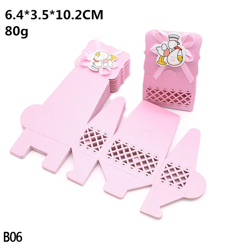 12pcs Baby Shower Favor Candy Boxes with Ribbons, Cute Boy Girl Gift Packaging for Kids Birthday Party, Decorative Treat Cartons for Cookies Chocolate Snacks, Wedding and Event Supplies - 图片 12