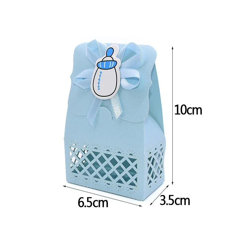 12pcs Baby Shower Favor Candy Boxes with Ribbons, Cute Boy Girl Gift Packaging for Kids Birthday Party, Decorative Treat Cartons for Cookies Chocolate Snacks, Wedding and Event Supplies 3