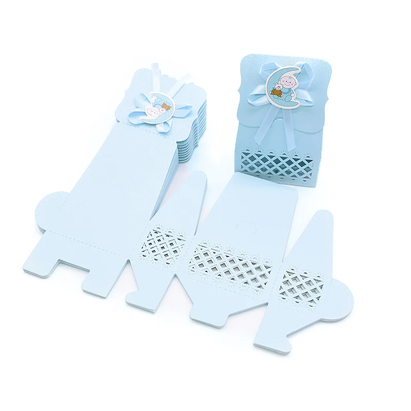 12pcs Baby Shower Favor Candy Boxes with Ribbons, Cute Boy Girl Gift Packaging for Kids Birthday Party, Decorative Treat Cartons for Cookies Chocolate Snacks, Wedding and Event Supplies 15