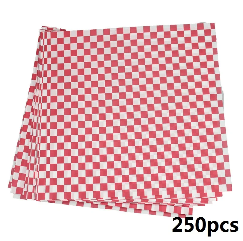 250–500PCS Checkered Food Wax Paper Sheets 12x12 Inch Grease Resistant Deli Wrap and Basket Liner Fast Food Wrapping Paper for French Fries, Burgers, Hot Dogs, Sandwiches, BBQ and Parties - 图片 9