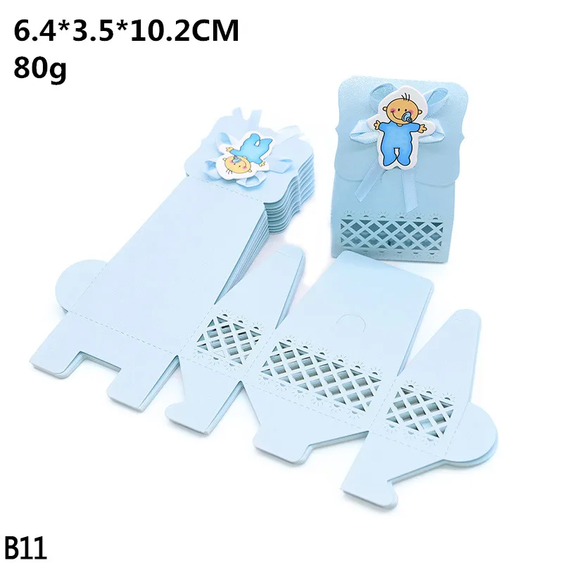 12pcs Baby Shower Favor Candy Boxes with Ribbons, Cute Boy Girl Gift Packaging for Kids Birthday Party, Decorative Treat Cartons for Cookies Chocolate Snacks, Wedding and Event Supplies - 图片 7