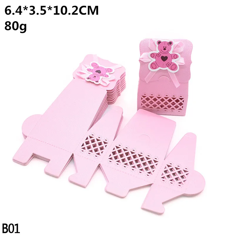 12pcs Baby Shower Favor Candy Boxes with Ribbons, Cute Boy Girl Gift Packaging for Kids Birthday Party, Decorative Treat Cartons for Cookies Chocolate Snacks, Wedding and Event Supplies - 图片 6