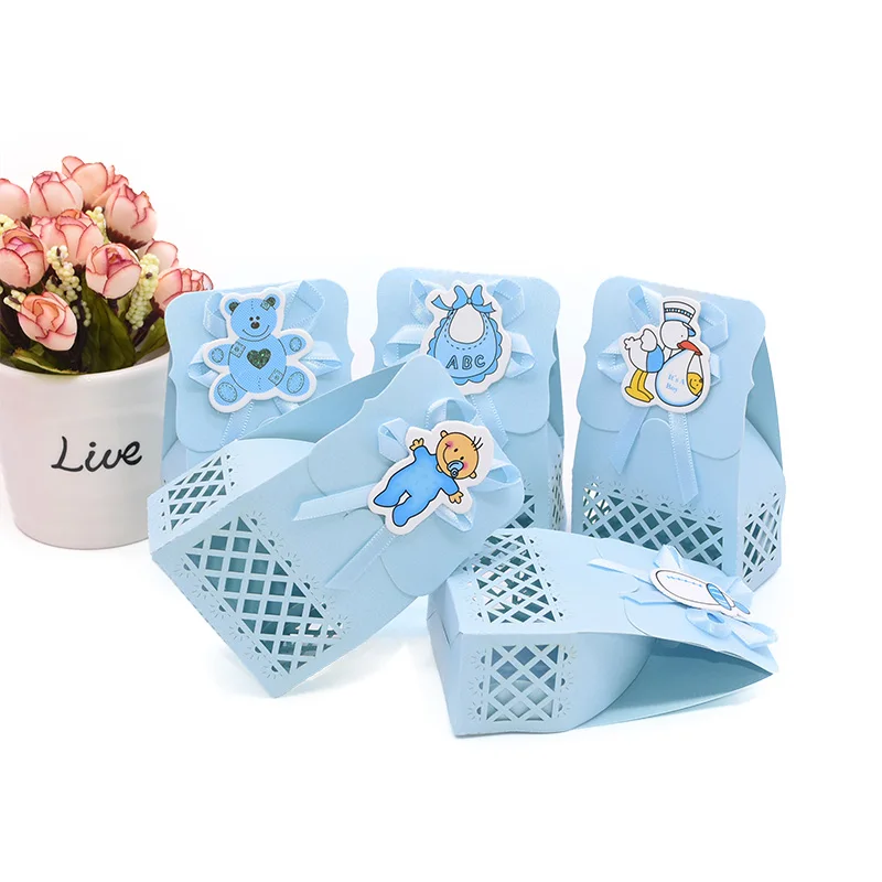 12pcs Baby Shower Favor Candy Boxes with Ribbons, Cute Boy Girl Gift Packaging for Kids Birthday Party, Decorative Treat Cartons for Cookies Chocolate Snacks, Wedding and Event Supplies 19