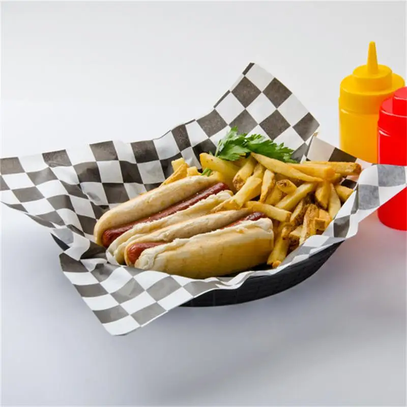 250–500PCS Checkered Food Wax Paper Sheets 12x12 Inch Grease Resistant Deli Wrap and Basket Liner Fast Food Wrapping Paper for French Fries, Burgers, Hot Dogs, Sandwiches, BBQ and Parties 18