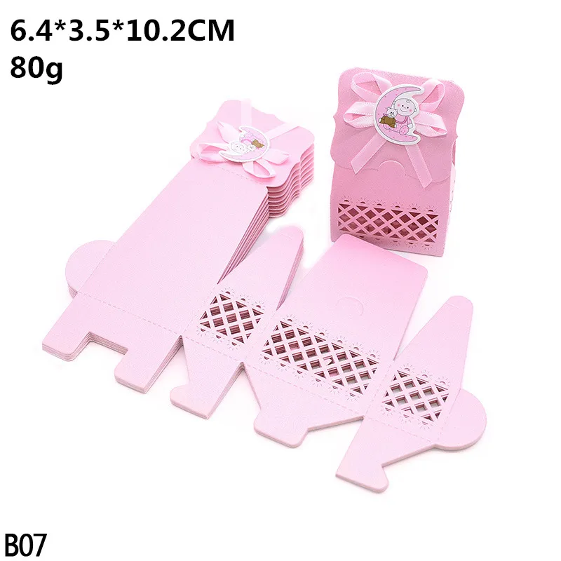 12pcs Baby Shower Favor Candy Boxes with Ribbons, Cute Boy Girl Gift Packaging for Kids Birthday Party, Decorative Treat Cartons for Cookies Chocolate Snacks, Wedding and Event Supplies - 图片 11