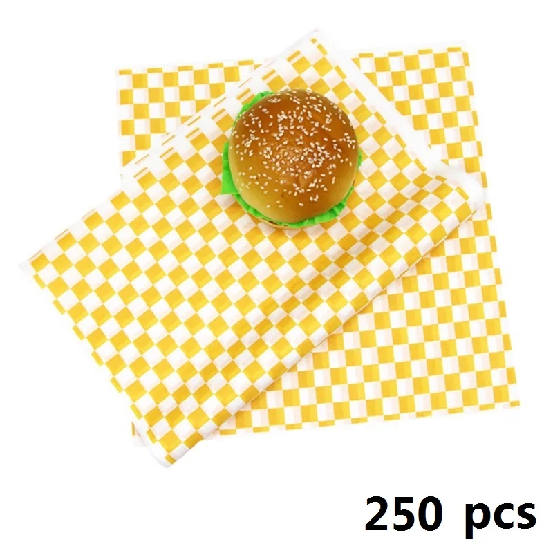 250–500PCS Checkered Food Wax Paper Sheets 12x12 Inch Grease Resistant Deli Wrap and Basket Liner Fast Food Wrapping Paper for French Fries, Burgers, Hot Dogs, Sandwiches, BBQ and Parties - 图片 8