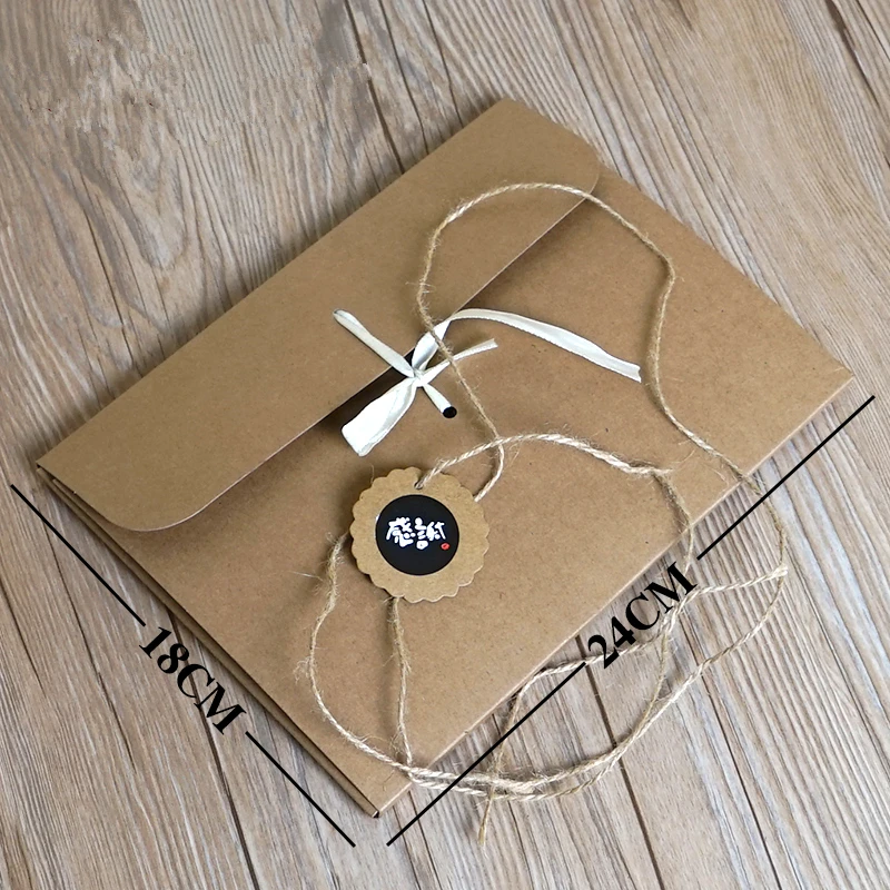 Large Flat Kraft Envelope Packaging Case, Premium Kraft Paper Gift Box for Scarves and Handkerchiefs, Wedding Party Gift Box, Multiple Sizes S/M/L with Ribbon Decoration, Elegant and Eco-Friendly Gift Packaging 7