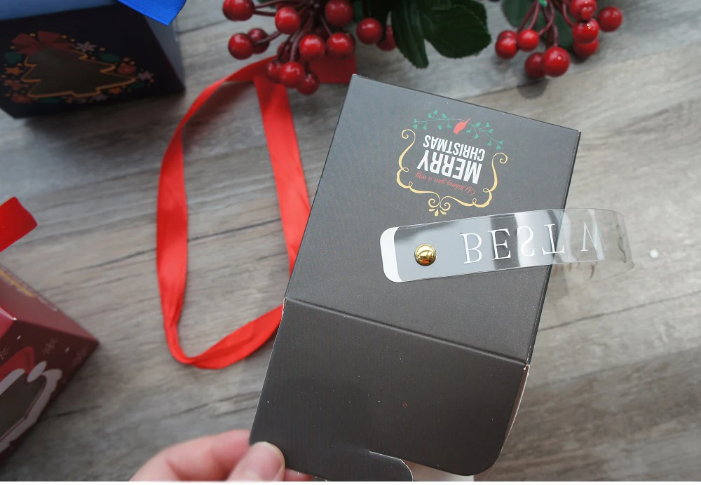 12PCS Christmas Paper Gift Boxes with Window and Handle, Festive Candy, Soap, Candle, Cookie or Small Gift Packaging, Holiday Party Favors, Decorative Seasonal Boxes, Factory Direct Supply 9